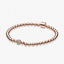 Rose Armband Kugel & Pavé 14 K Rosévergoldet