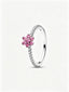 Funkelnde Rosa Blume Ring Sterling-Silber