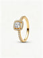 Sparkling Square Clear Halo Ring 14 Karat Vergoldung