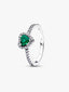 Erhabenes Royalgrünes Herz Ring Sterling-Silber