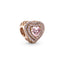 Charm Funkelndes Mehrstufiges Herz 14k Rosé Vergoldet