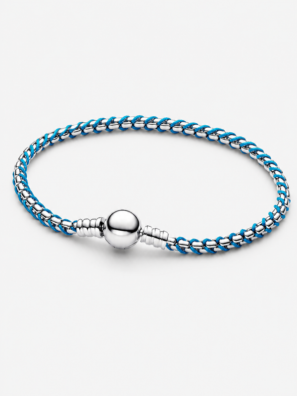 Blaue Kordel Schlangen-Gliederarmband Sterling-Silber