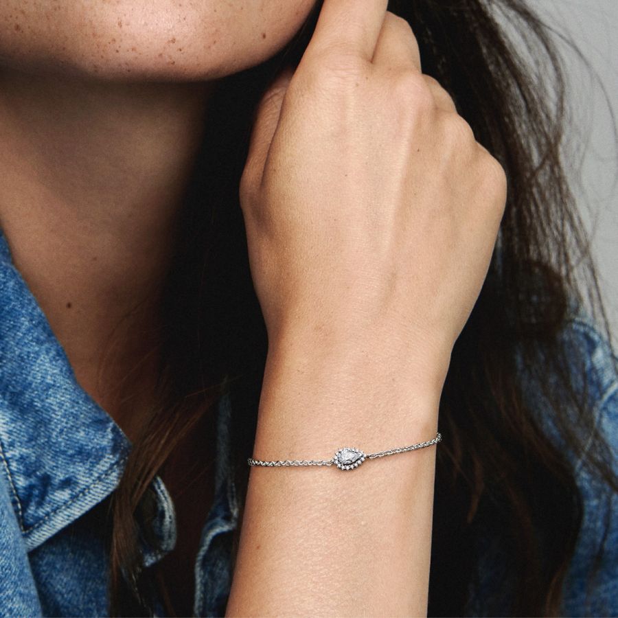 Gliederarmband Funkelndes Birnen-Kranz Zirkonia Silber Zweitbild