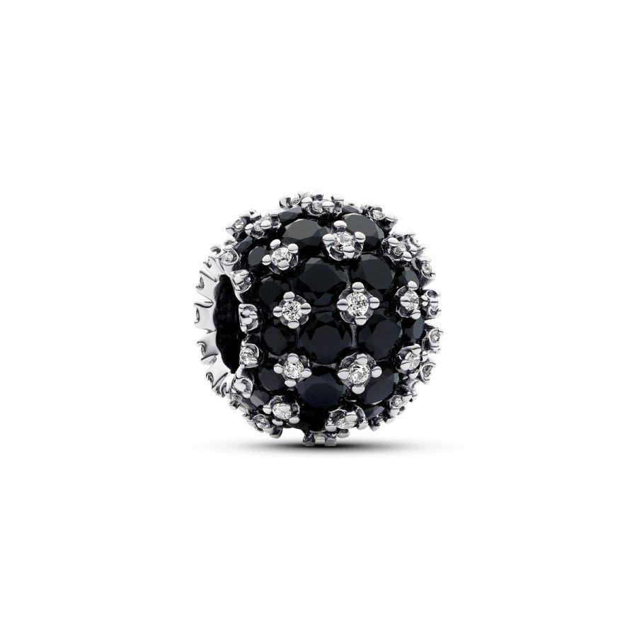 Charm Funkelndes Rundes Schwarzes Pavé Sterling-Silber Hauptbild