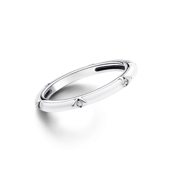 Ring Zirkonia Steine & Emaille Weiss Silber
