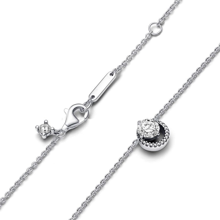 391174C01 Kette mit Anhänger Strahlenkranz Zirkon Silber