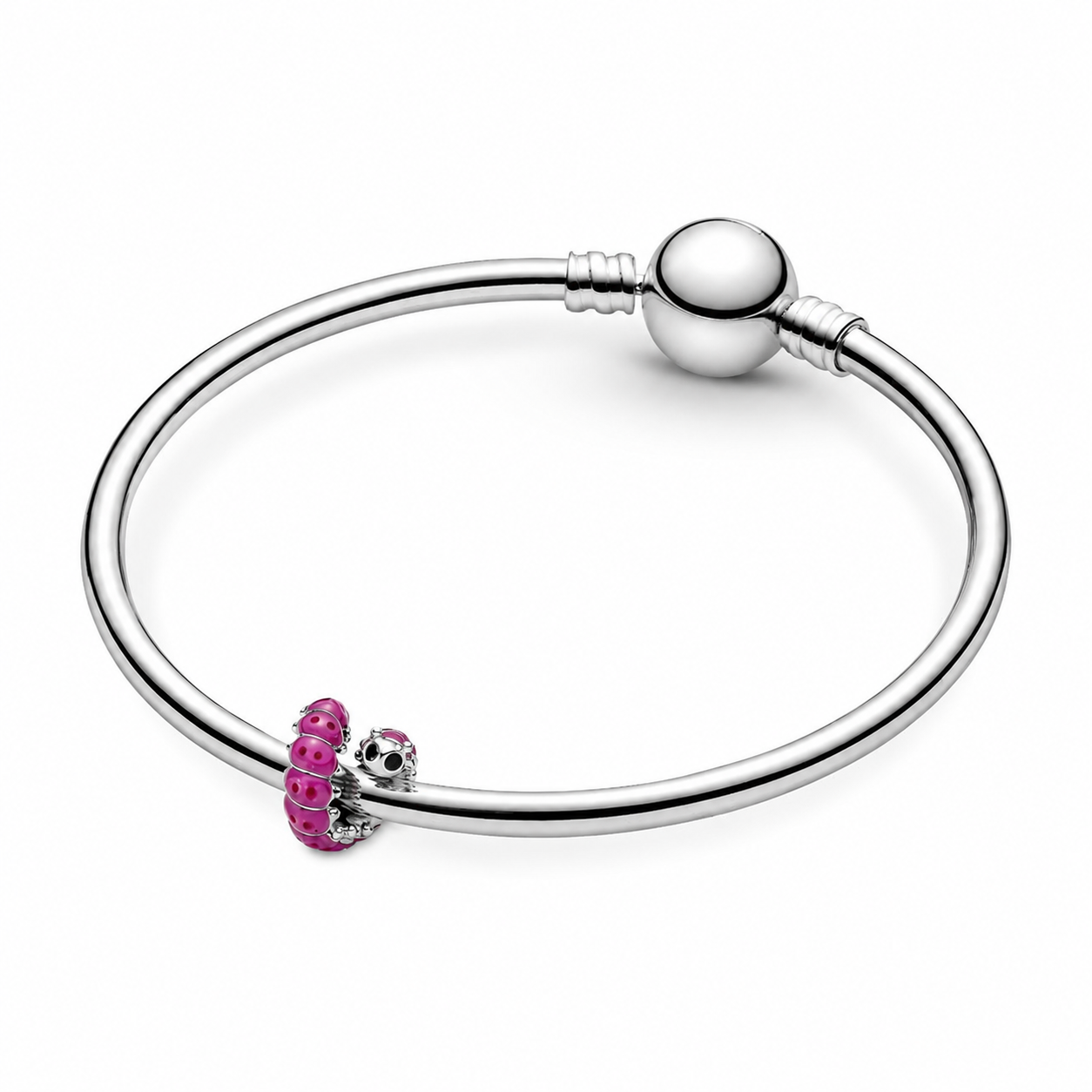 Charm Süße Eingerollte Raupe Rosa Sterling-Silber Zweitbild