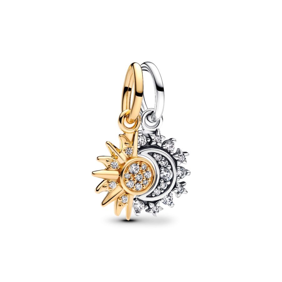 Charm-Anhänger Sonne & Mond Teilbar Silber Vergoldet Hauptbild