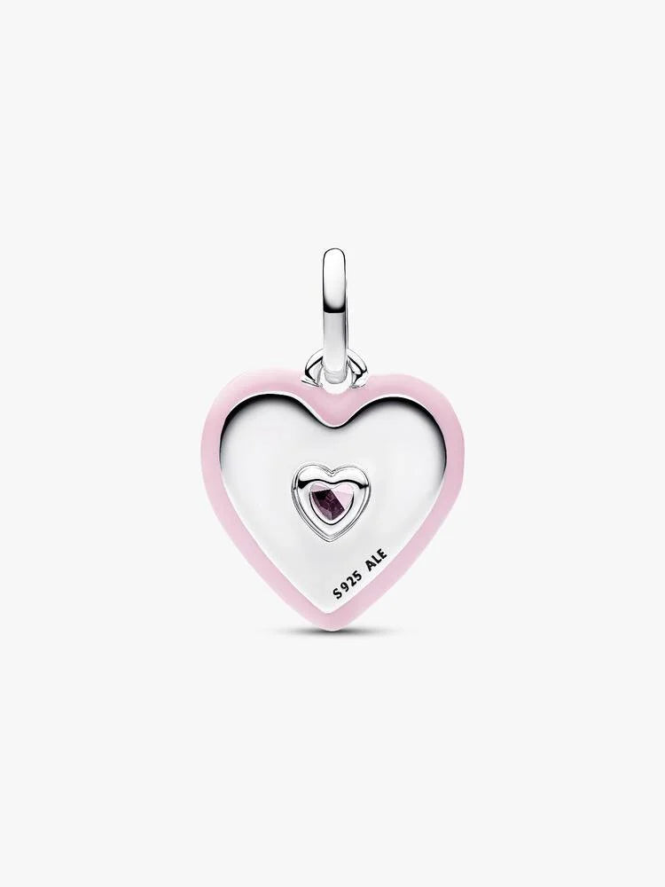 Strahlendes Rosafarbenes Herz Medaillon-Charm Sterling-Silber Zweitbild