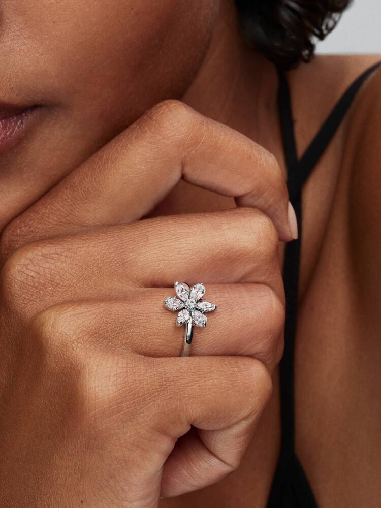 Herbarium Funkelnde Blume Cocktail-Ring Sterling-Silber Zweitbild