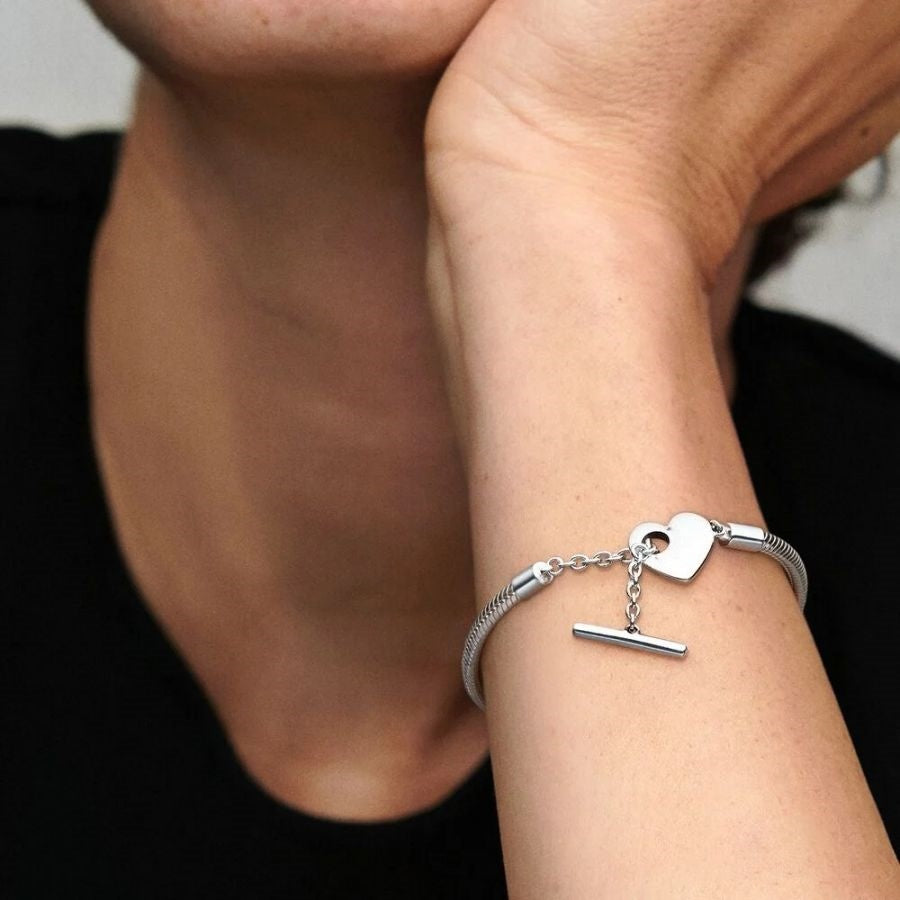 Schlangen-Gliederarmband Moments Herz T-Verschluss