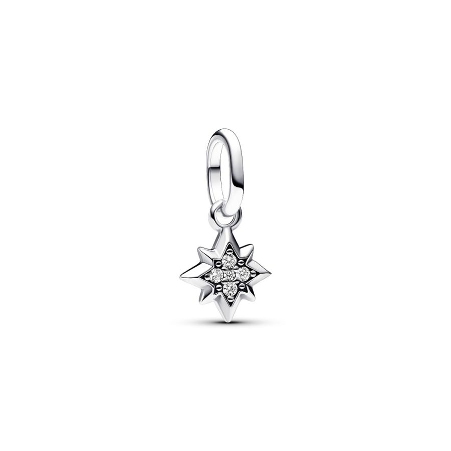 Mini-Charm-Anhänger Funkelnder Stern Silber