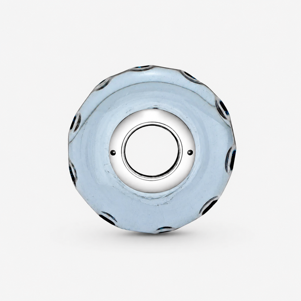 Charm Murano Glas Welliges dunkelblaues Ozean Sterling-Silber