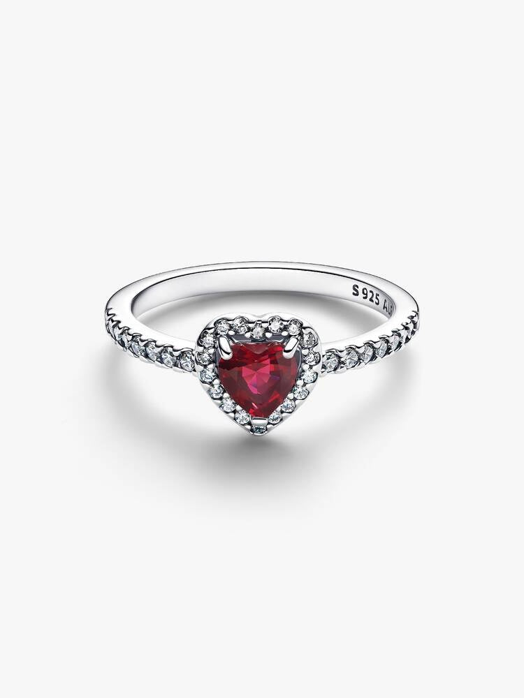 Erhabenes Fuchsiafarbenes Herz Ring Sterling-Silber
