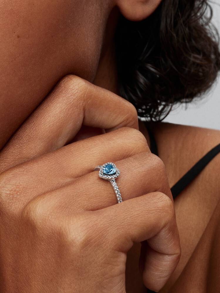 Erhabenes Hellblaues Herz Ring Sterling-Silber Zweitbild