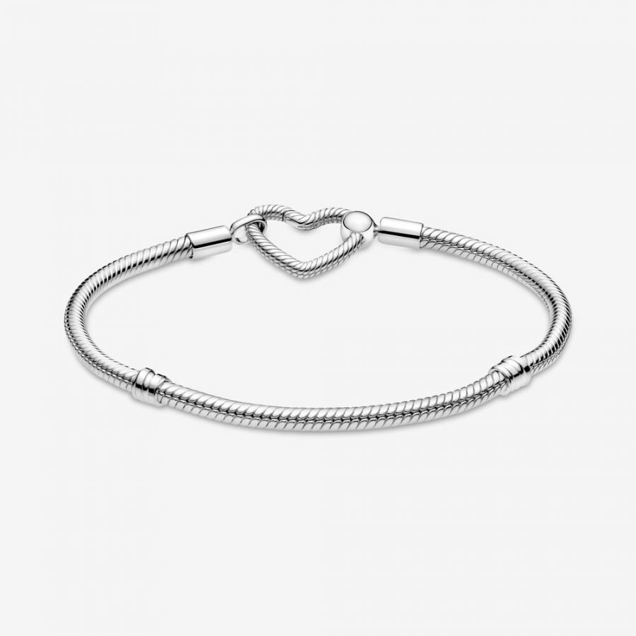 Schlangen-Gliederarmband Moments Herzverschluss Silber