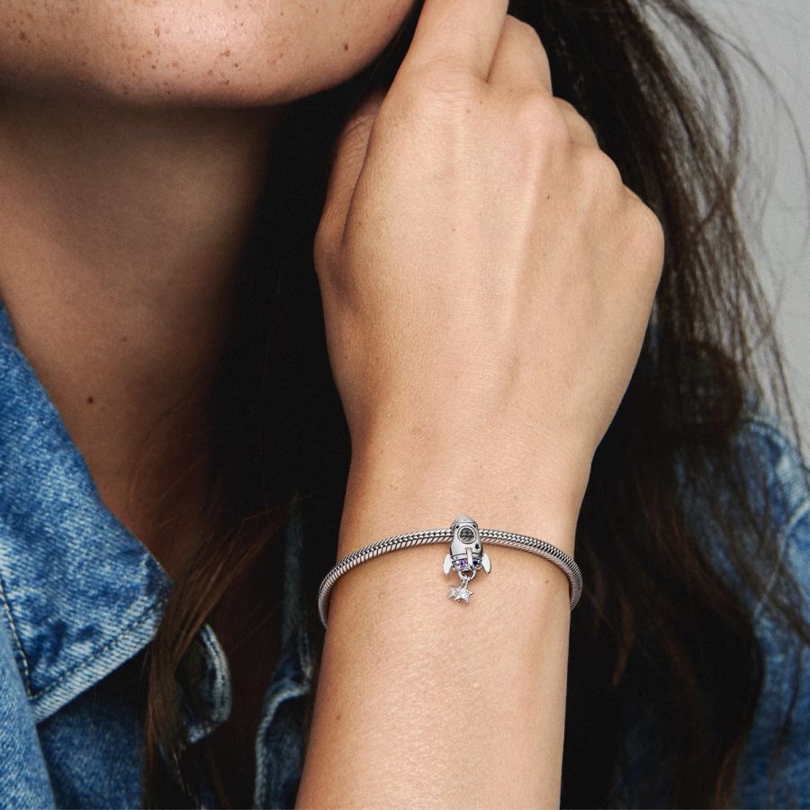 Charm Weltraumliebe Rakete Kristalle Sterling-Silber Zweitbild
