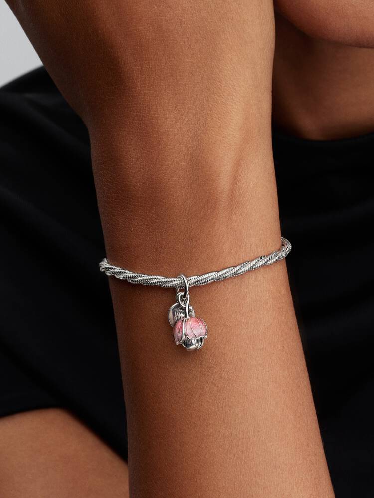 Bicolor Blühende Blume Charm-Anhänger Sterling-Silber Zweitbild