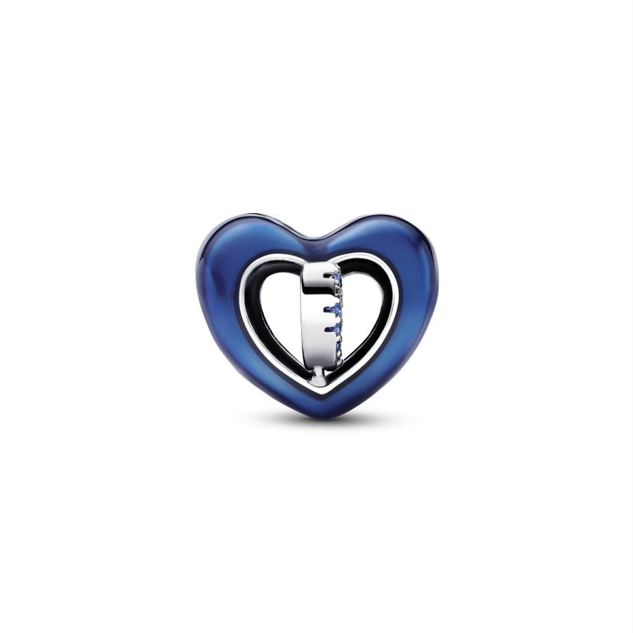 Charm Blaues Drehbares Herz Kristalle Silber Zweitbild