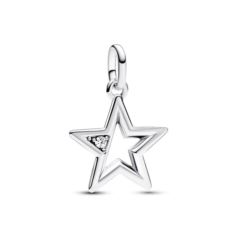 Charm-Medaillon Funkelnder Stern Zirkonia Silber