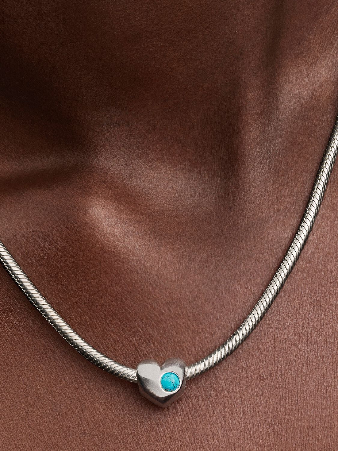 Gravierbares Türkisblauer Stein Herz-Charm Sterling-Silber Zweitbild