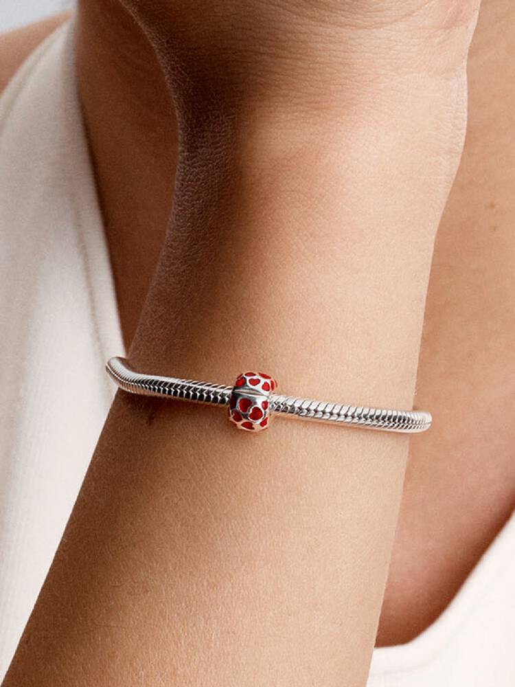 Herzen Rundes Clip-Charm Sterling-Silber Zweitbild