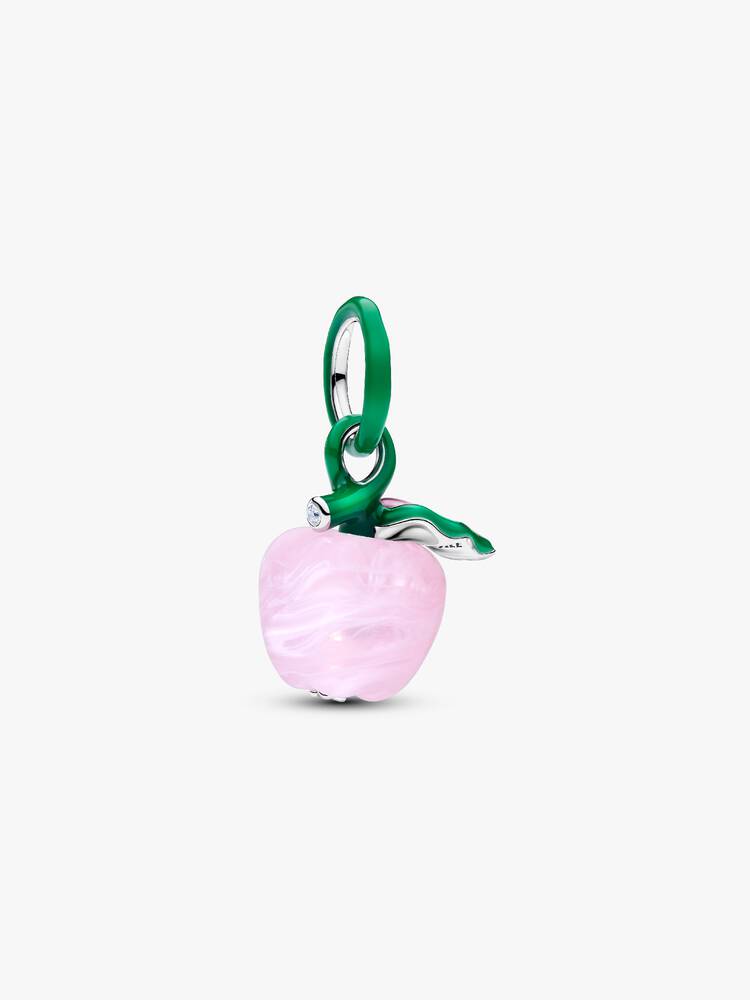 Rosafarbener Apfel Murano-Charm Sterling-Silber Hauptbild