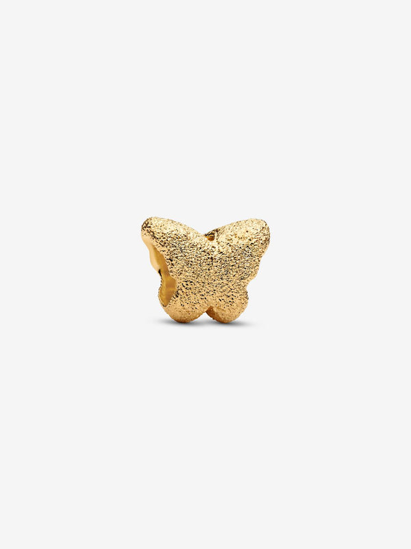 Strukturierter Schmetterling Mini-Charm 14 Karat Vergoldung