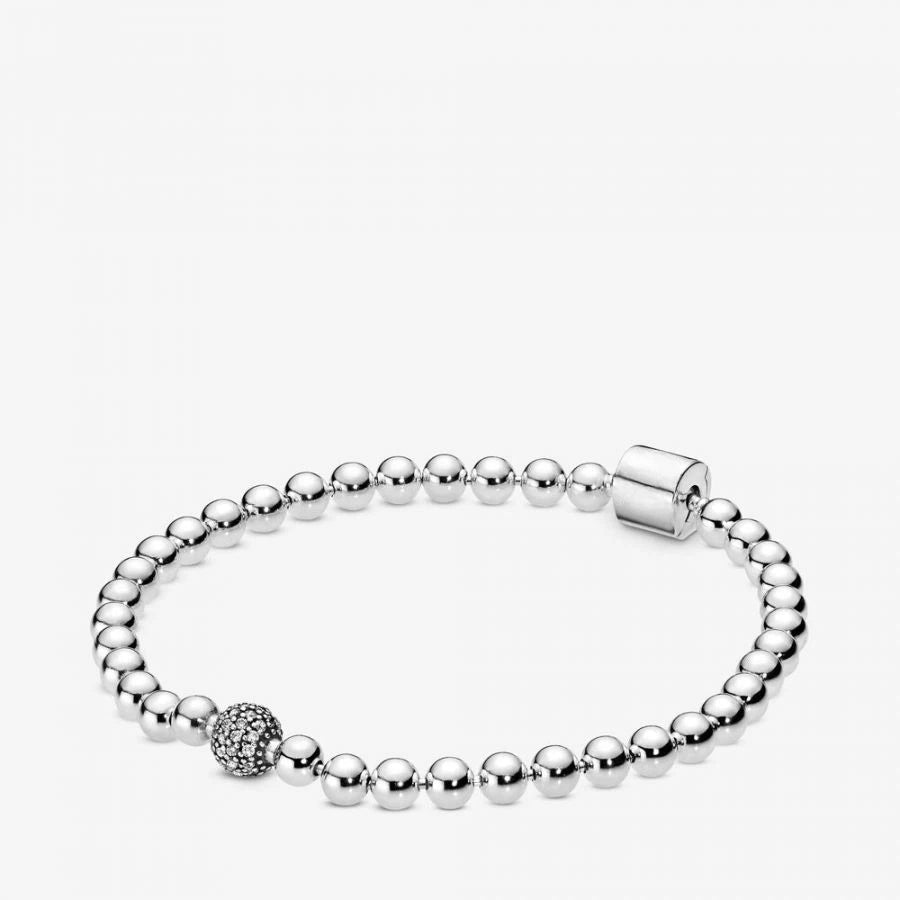Armband Beads Pavé Weiss Sterling-Silber Hauptbild