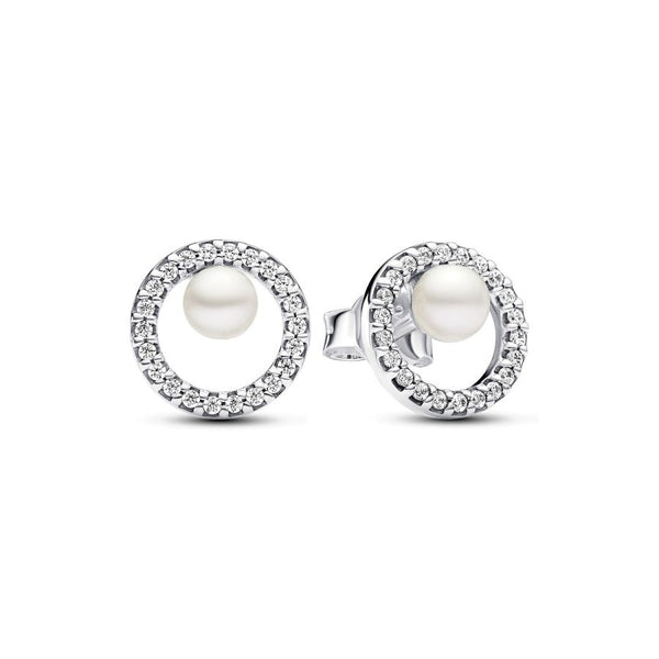 Ohrstecker Süßwasserzuchtperle Pavé Silber