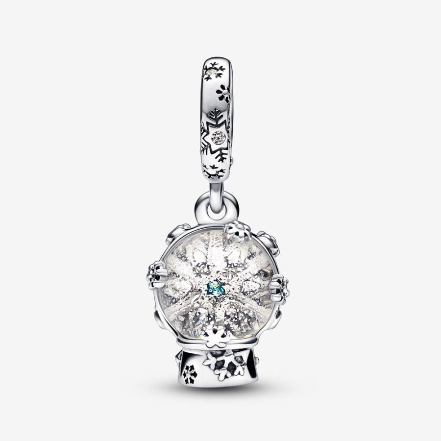 Charm-Anhänger Schneeflocke Schneekugel Sterling-Silber