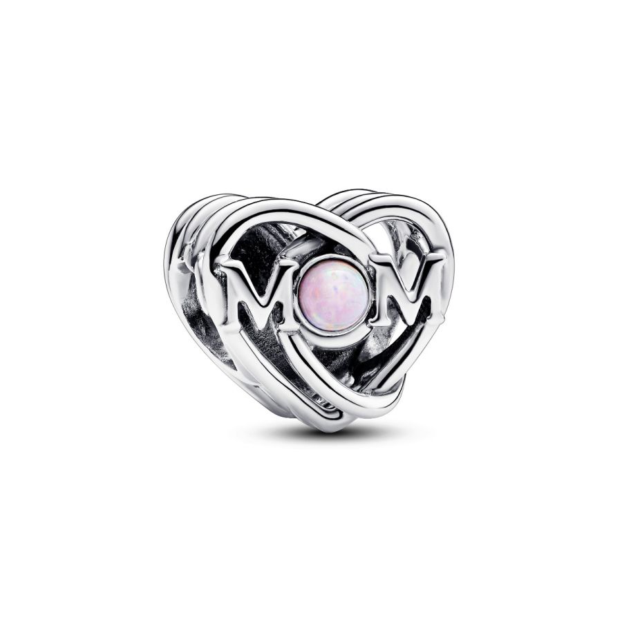 Charm Mama & Herz Opal Rosa Sterling-Silber Hauptbild