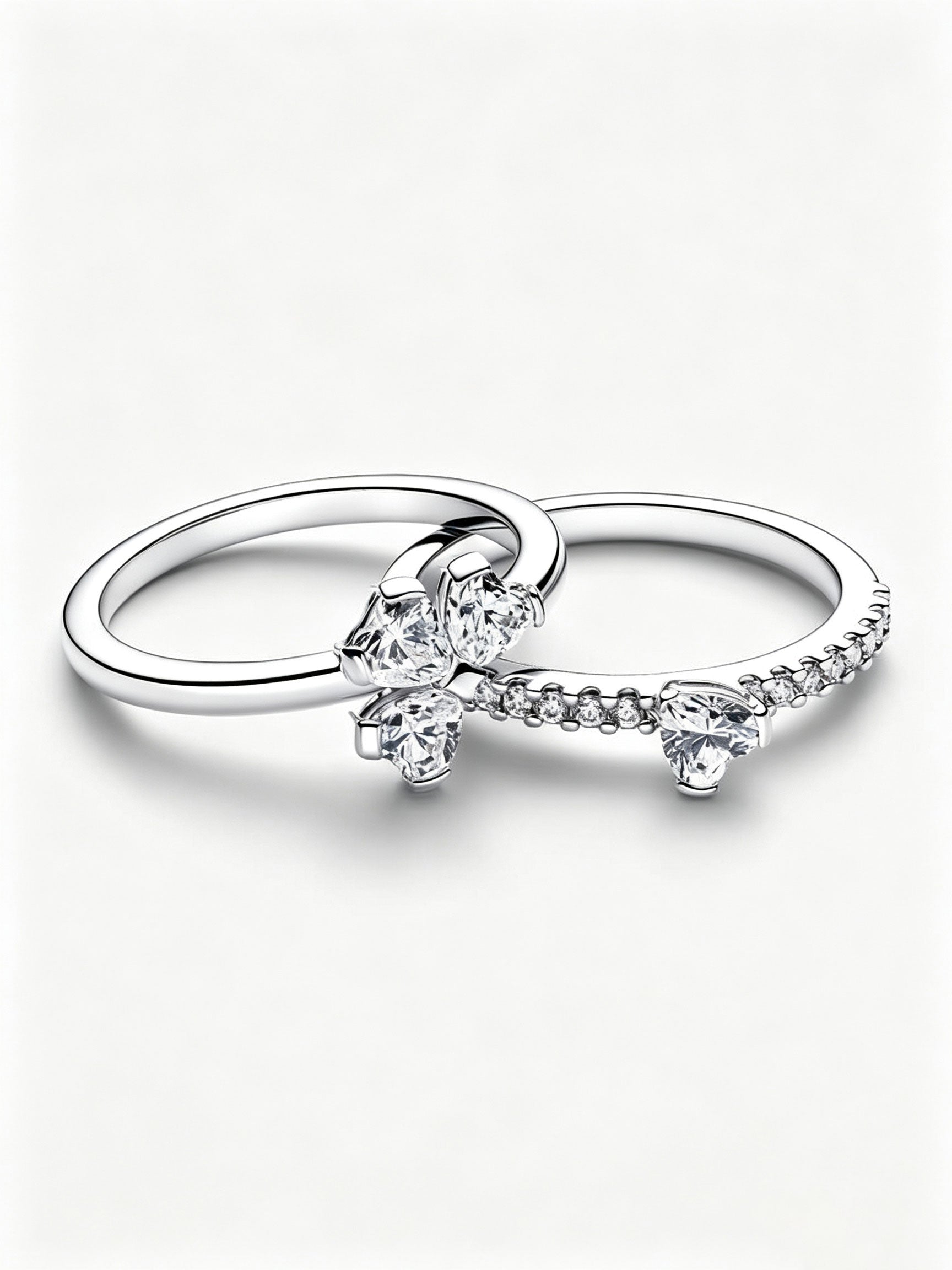 Funkelndes Glückskleeblatt Teilbarer Ring Sterling-Silber