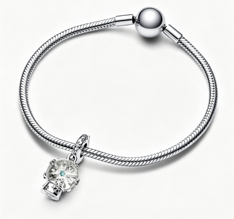 Charm-Anhänger Schneeflocke Schneekugel Sterling-Silber