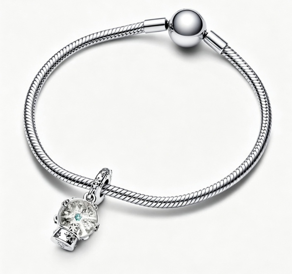 Charm-Anhänger Schneeflocke Schneekugel Sterling-Silber