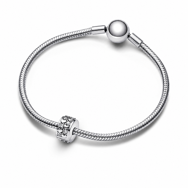 Charm Clip Funkelnder Unendlichkeit Herzen Sterling-Silber
