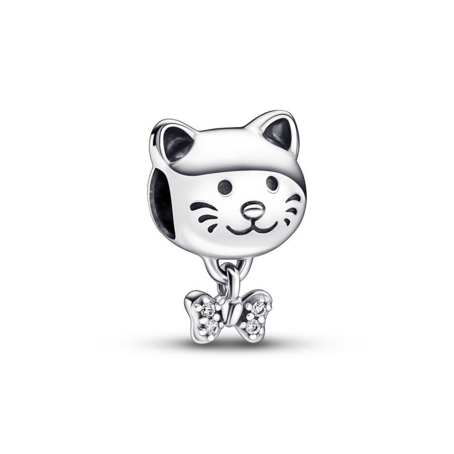 Charm Katze & Schleife Zirkonia Sterling-Silber Hauptbild