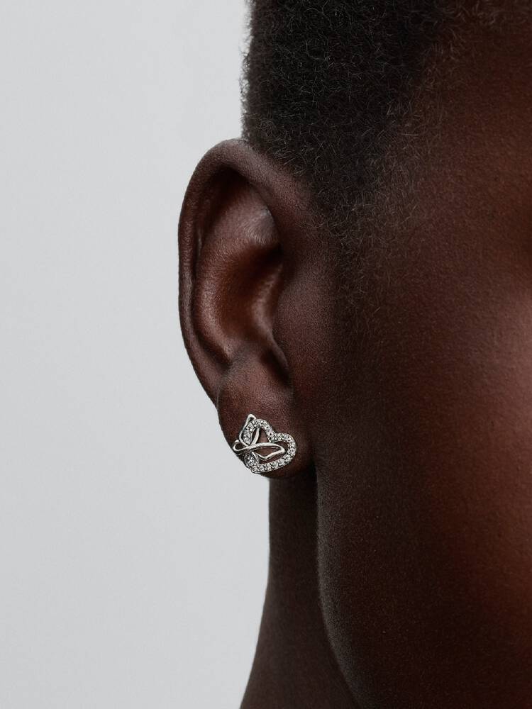 Verschlungenes Herz & Schmetterling Ohrstecker Sterling-Silber