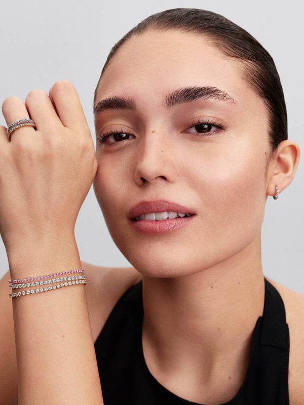 Rosafarbenes Kleines Tennisarmband Sterling-Silber