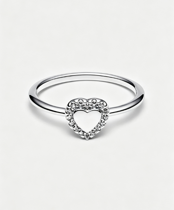 Gravierbarer Herz Strahlenkranz Ring
