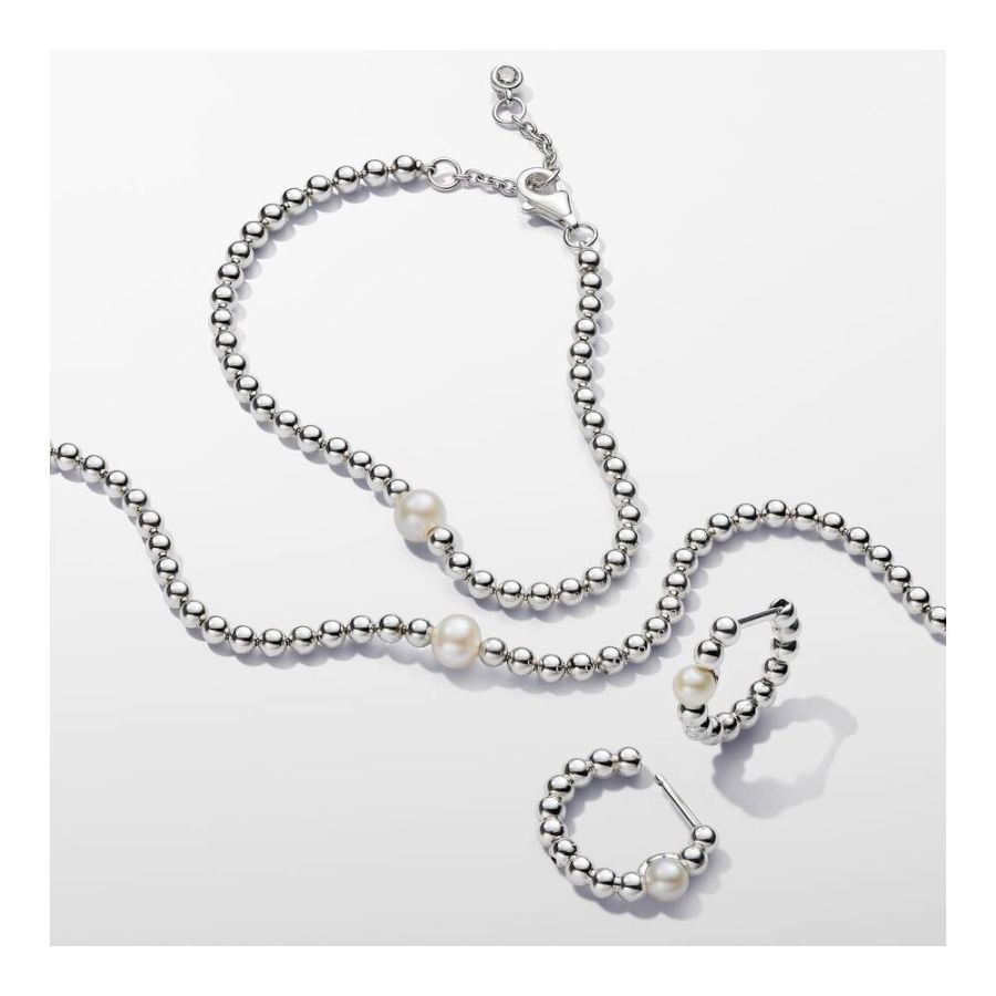 Armband Süßwasserzuchtperle & Kugeln Silber