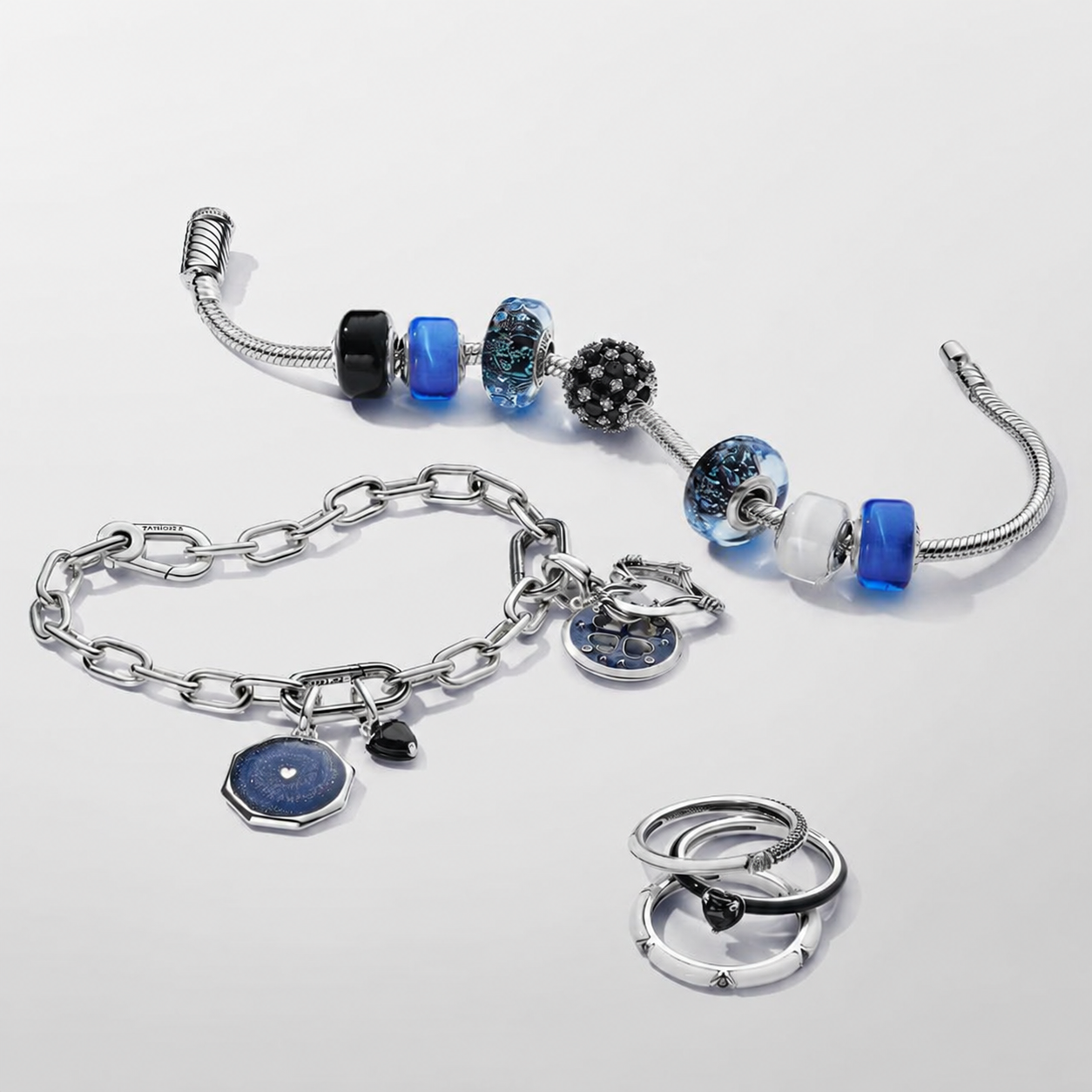 Mini-Charm Blaues Murano-Glas Sterling-Silber