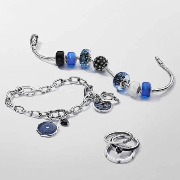 Mini-Charm Blaues Murano-Glas Sterling-Silber