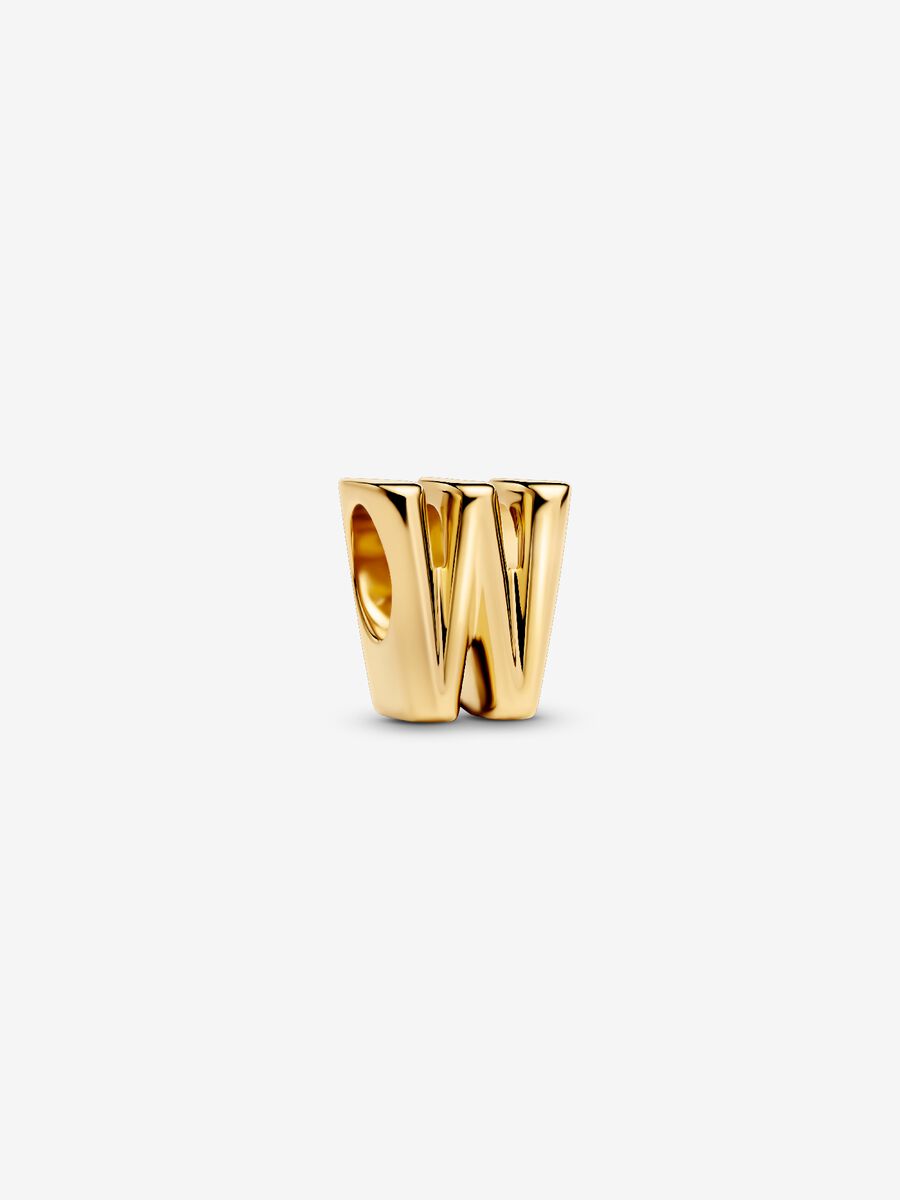 Buchstabe W Alphabet-Mini-Charm 14 Karat Vergoldung Hauptbild