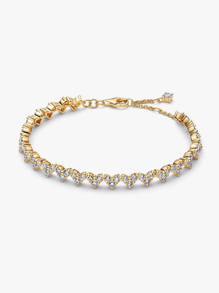 Drei Steine Herz Armband 14 Karat Vergoldung Hauptbild