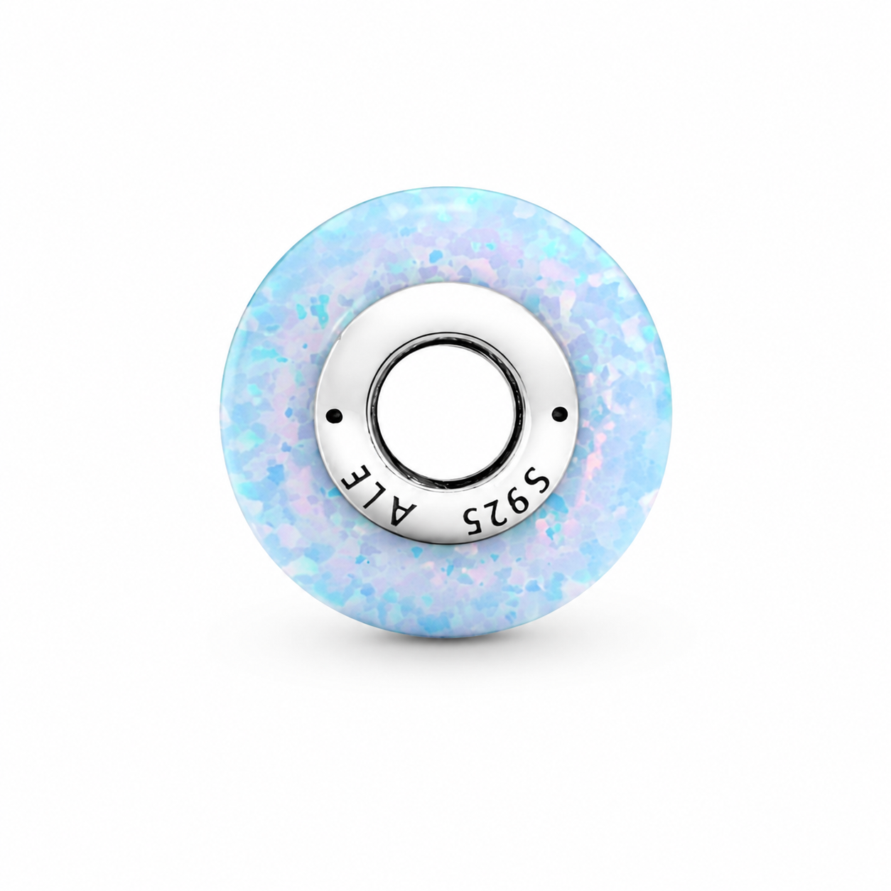 Charm Schillernder Ozeanblauer Synthetischer Opal Silber