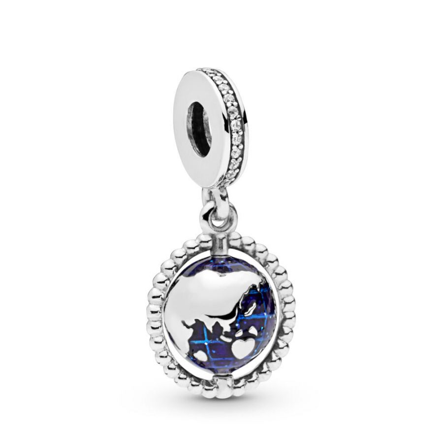 Charm-Anhänger Spinning Globe Sterling-Silber Hauptbild
