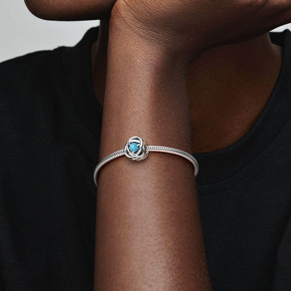 Charm Dezember Geburtsstein Türkis-Blauer Ewigkeitskreis Silber