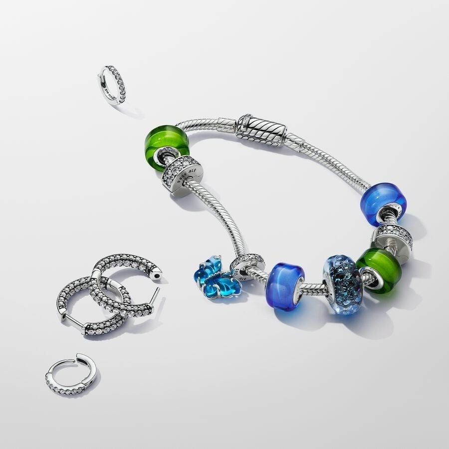 Mini-Charm Grünes Murano-Glas Sterling-Silber