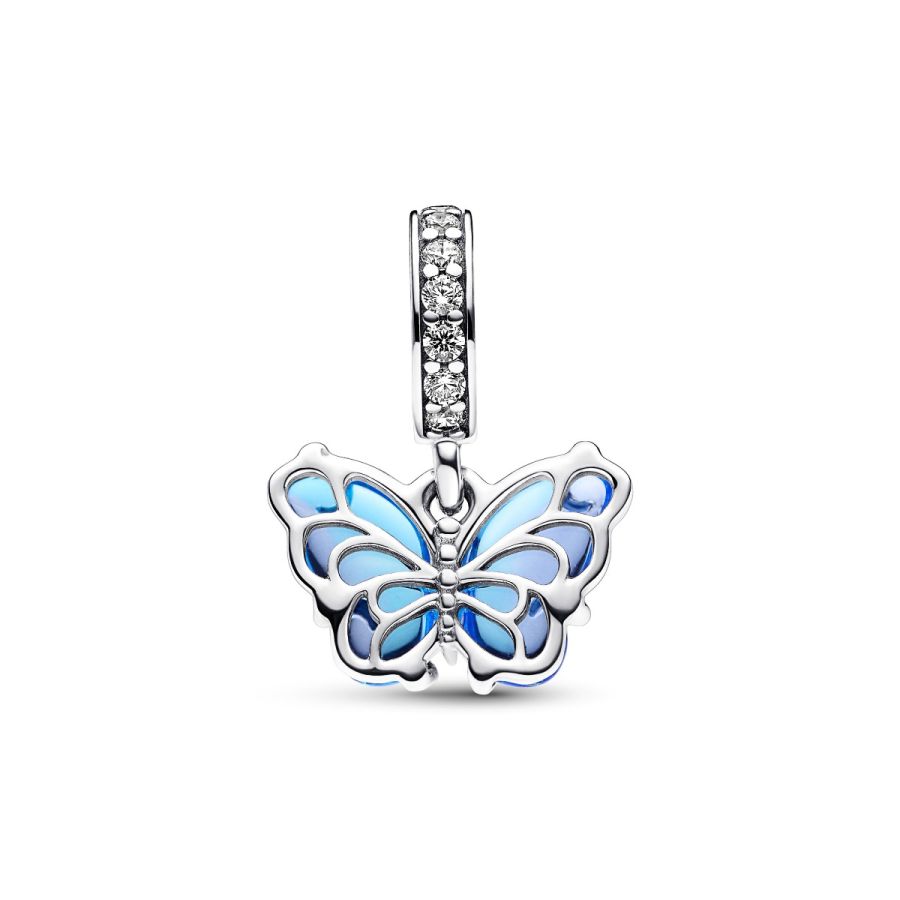 Charm-Anhänger Blauer Murano-Glas Schmetterling Silber Zweitbild